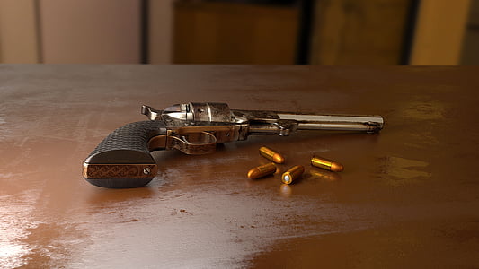 총, 총알, 권총, 촬영, 무기, 3d, 권총