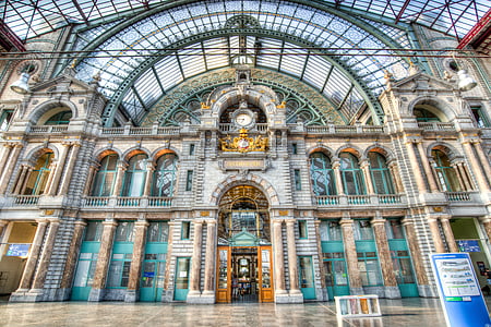 Antwerp, postaja, železniške postaje, mesto, Belgija, potovanja, stavbe