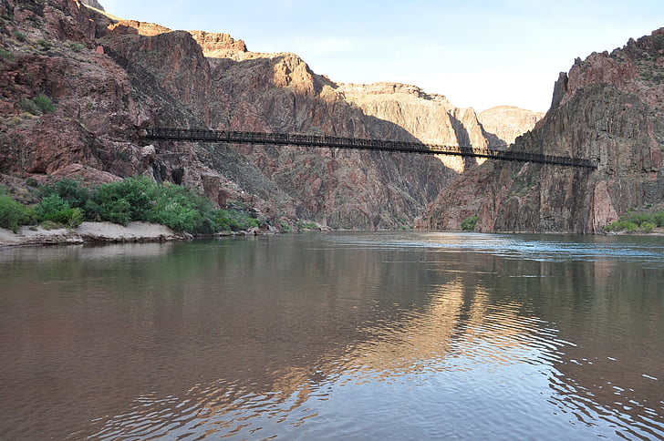 grand canyon, mule trip, river, bridge, america, arizona, attraction