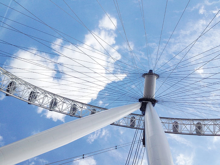 ferris wheel, london eye, landmark, sky, cities, spoke, air