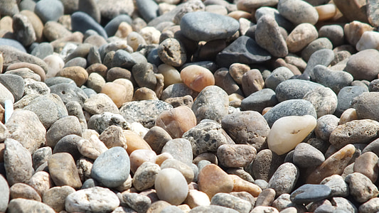 stenen, steentjes, zee, strand, zomer, Badstrand, grijze keien