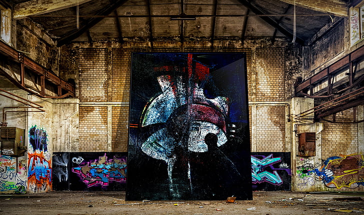 universe, light birth, lost places, factory building, ruin, lost place, painting