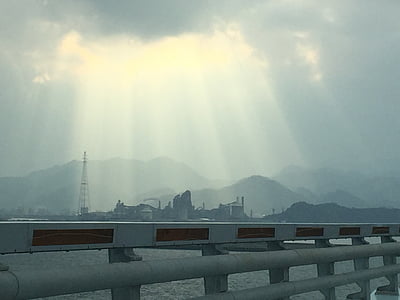 de zon, komst, licht, mist, China - Oost-Azië, Azië, berg