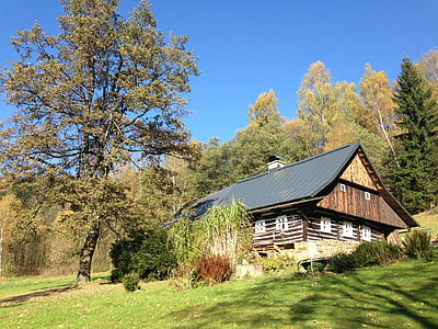 folklore, cottage, mountains, the outhouse, nature, countryside, jizera mountains