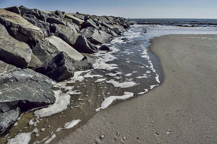 Beach, Coast, Ocean, Sand, Rocks, Atlantic Cityn