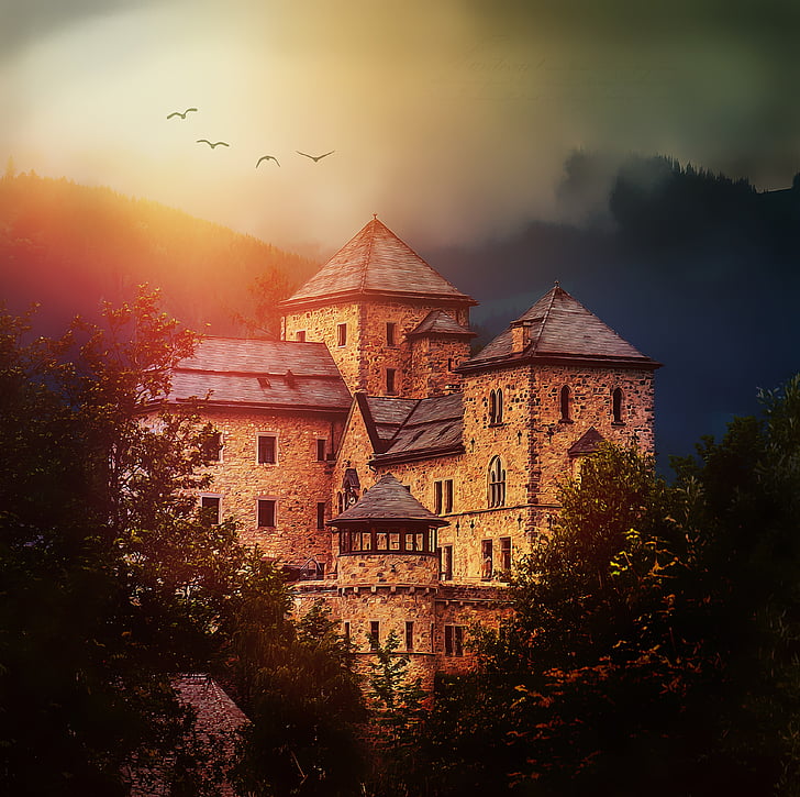 Castle, Bruck, várfalak, erőd, a középkorban, Kőműves, történelmileg