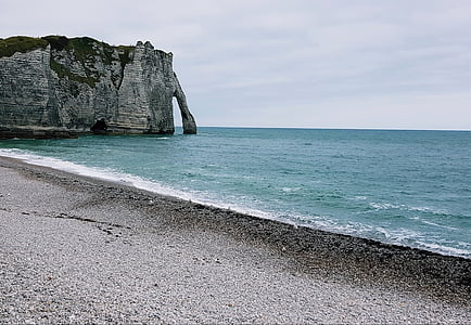 coast, beach, felsentor, normandy, etretat, cliff, rock