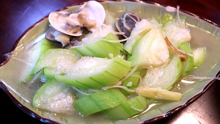 sponge gourd, clam 蠣, clam 蠣 sponge gourd, gourmet, material, chinese, chafing dish