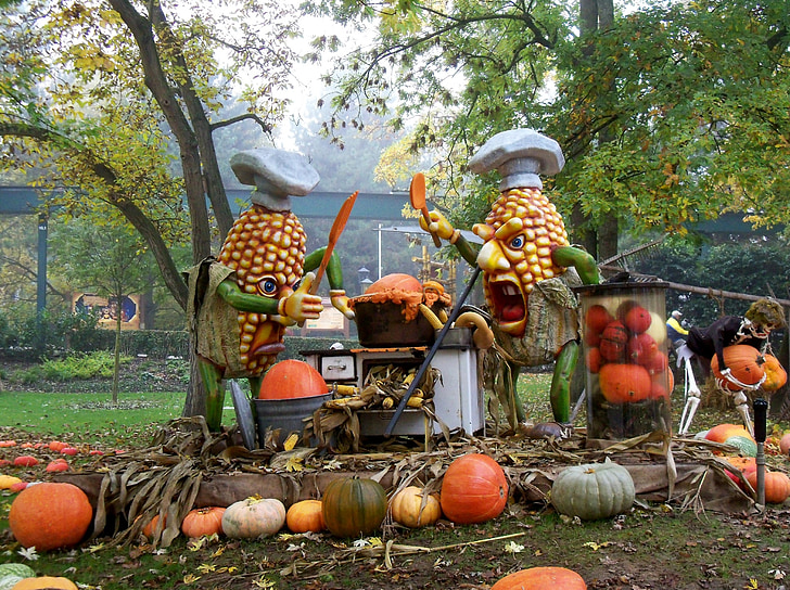 part, Festival, Halloween, efterår, 31 oktober, dekoration, græskar