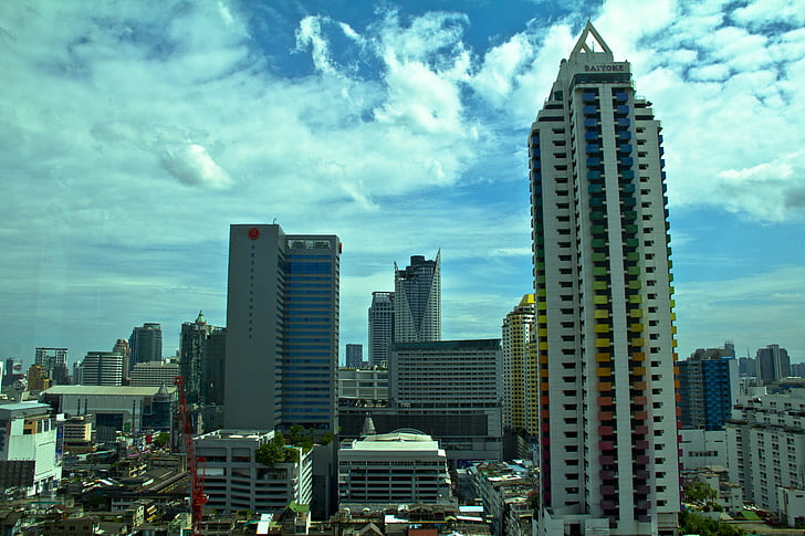 Bangkok, Tajlandia, Miasto, Urban, gród, Skyline, budynki