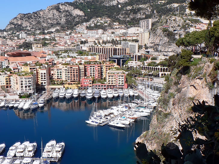 Monaco, port, båtliv, Marina, Méditerranée, båt, sjøen