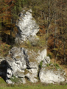 Castelo de Pieskowa skała, Polônia, o Parque Nacional, Outono, paisagem, rocha, natureza