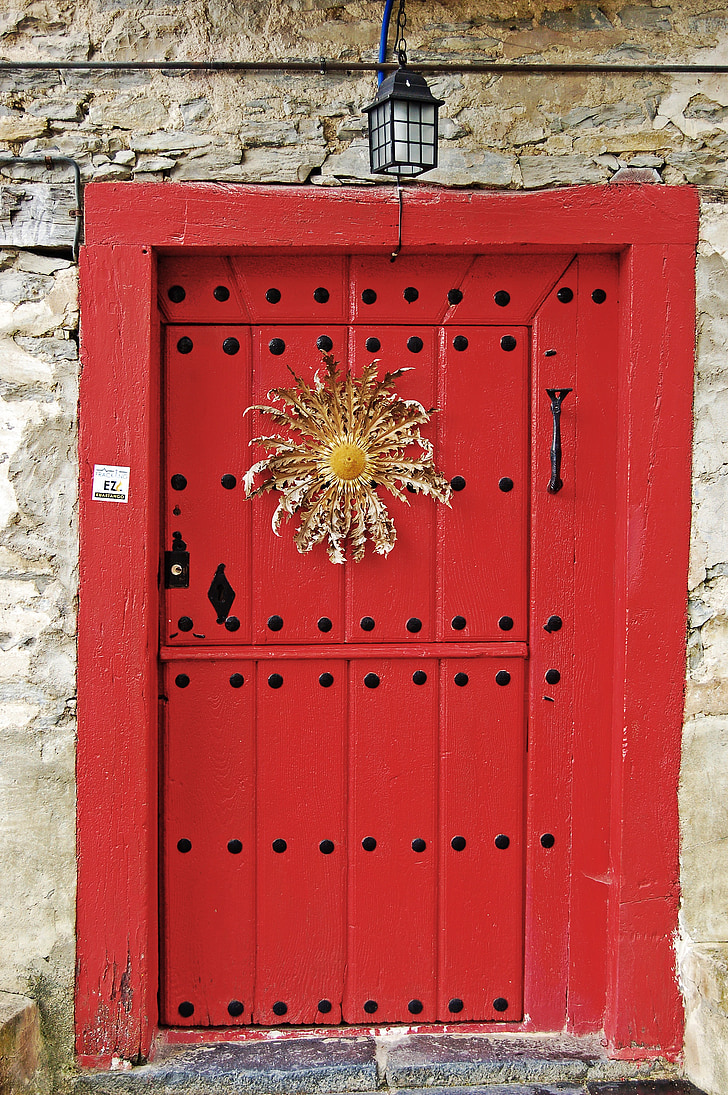 porta, vermell, xarxa, fanal del carrer, eguzkilore