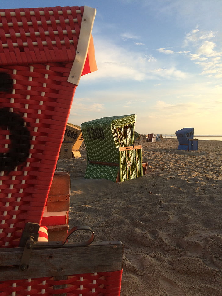 Beach, Beach chair, aftenlys, Nordsøen, sand, havet