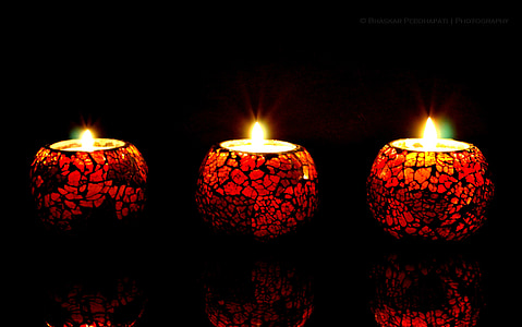 sveča, svetlobe, rdeča, noč, sveče, Romantični