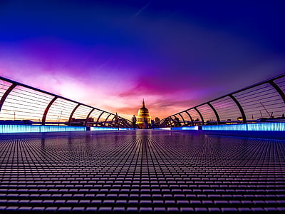 London, England, Storbritannia, solnedgang, himmelen, skyer, Bridge