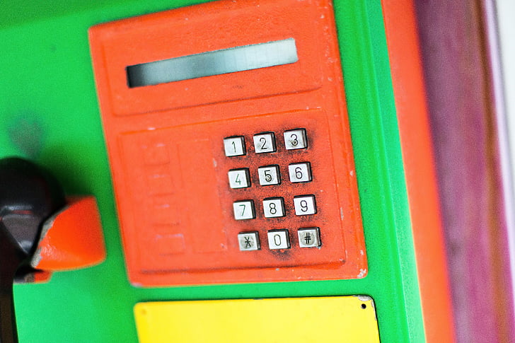 cabina telefonica, Thailandia, vecchio, telefono, colorato, chiavi, pagare