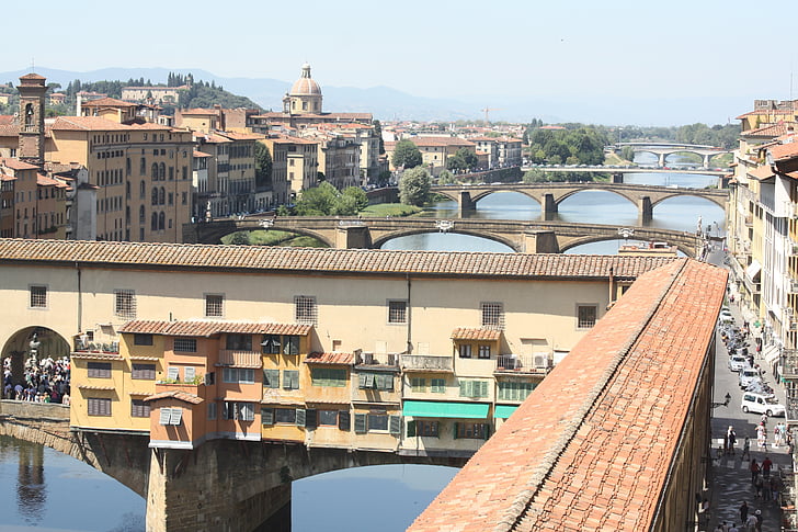 pont, Italie, Florence, ville, architecture, Pont - l’homme mis à structure, paysage urbain