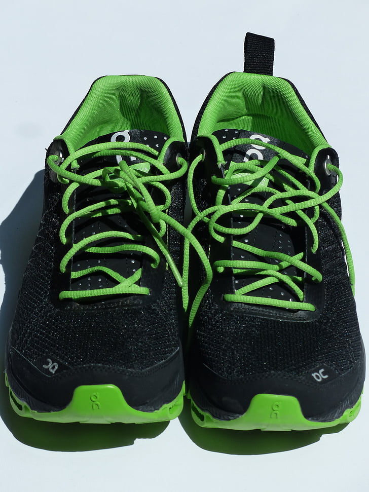 sportskor, löparskor, sneakers, Marathon skor, skor, grön, svart