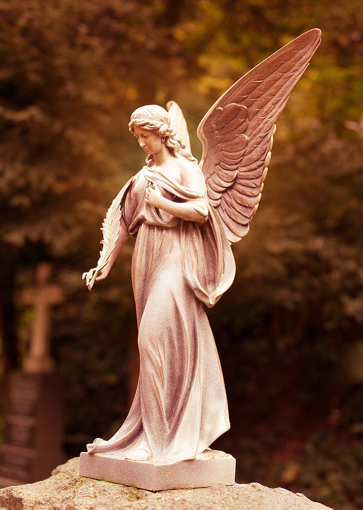Angel, kirkegård, statue, sten, grav, symbol, skulptur