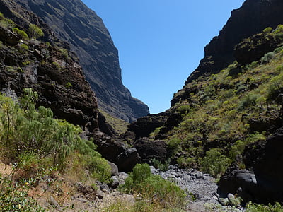 Masca-ravijn, Rock, kloof, wandeling, Tenerife, Canarische eilanden, eng
