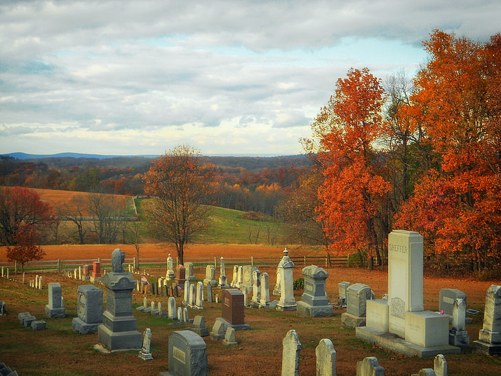 Pennsylvania, säsonger, faller, hösten, Mills, falla lövverk, kyrkogården
