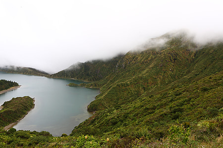 đảo Azores, Cottage, màu xanh lá cây, cảnh quan, Thiên nhiên, núi