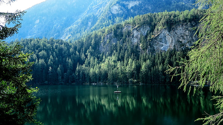 idylické, jezero, Hora, Příroda, venku, reflexe, řeka