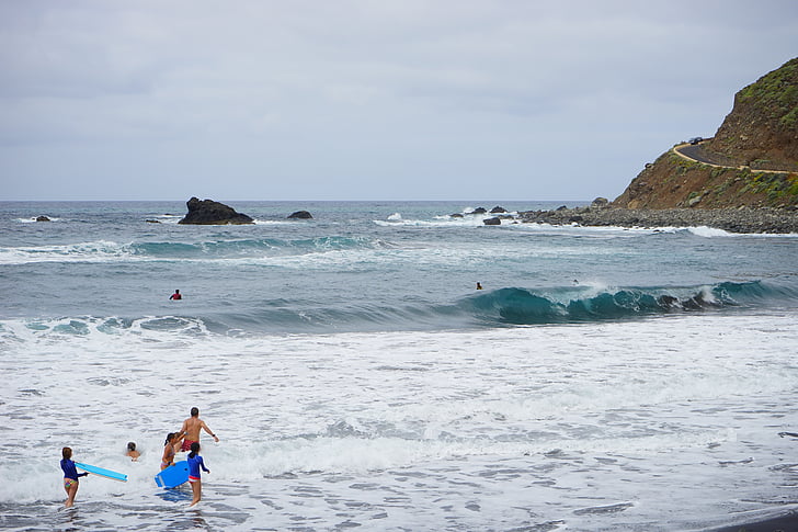 water, wave, sea, surfer, fun bathing, beach, lava