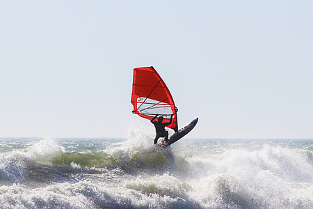 windsurfing, sporty wodne, Ocean, morze, Plaża