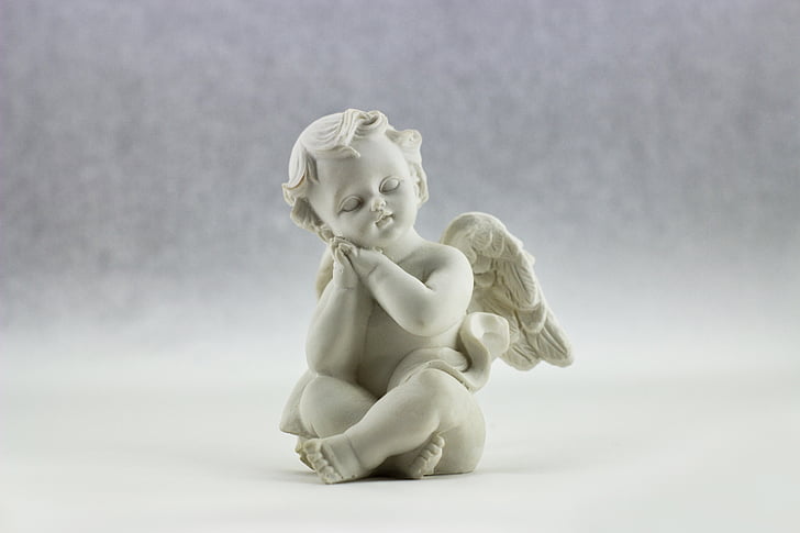 Angel, umetnost, keramični, srčkano, dekorativni, figur, kiparstvo
