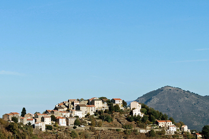 corsican, mountain, maquis, island, island of beauty, landscape, village
