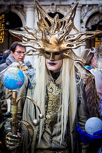 Venetië, kostuum, masker, Carnevale, Carnaval, Venetiaanse, Festival