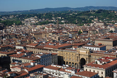 Florence, Italië, Italia, monumenten, sculpturen, het platform, standbeelden
