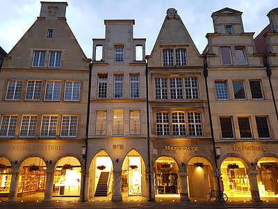 Münster, huvudsaklig marknad, Westfalen, Stadtmitte, platser av intresse, staden münster, salongen