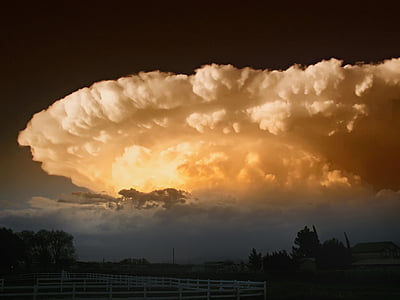 Szupercella, törpe örökzöld tölgy, Új-Mexikó, Időjárás, Sky, felhők, vihar