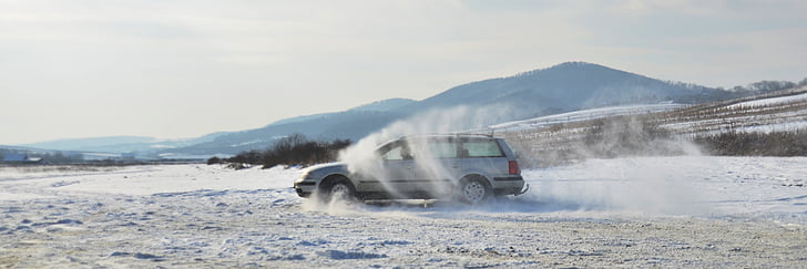 paisatge nevat, cotxe, velocitat, esports, ràpid, vehicle, neu