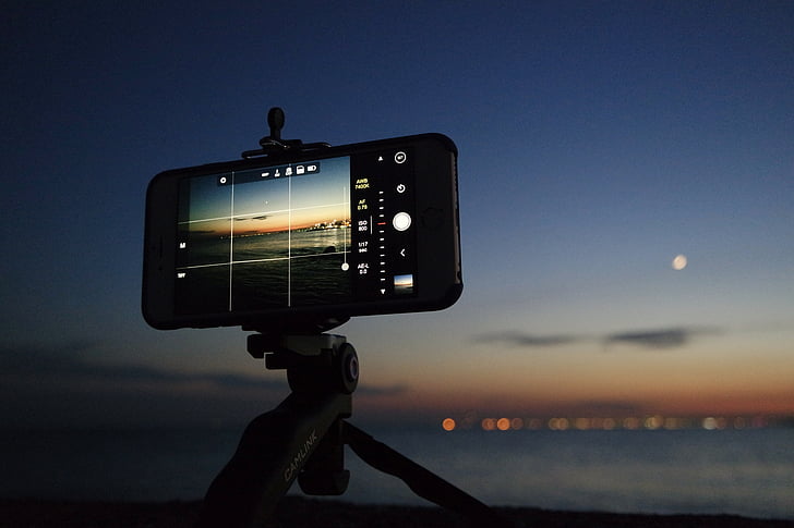 το βράδυ, iPhone, μακροεντολή, Ωκεανός, φωτογραφία, φωτογραφία, στη θάλασσα