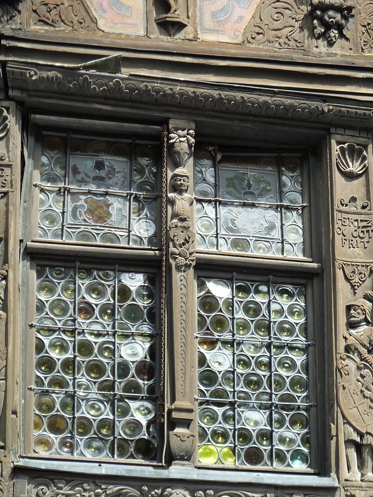 janela, vidro, disco, velho, arquitetura, janela antiga, idade média