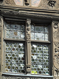 vinduet, glass, platen, gamle, arkitektur, gamle vinduet, middelalderen