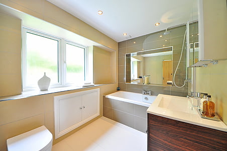 bathroom, luxury, luxury bathroom, sink, bathtub, contemporary, mirror