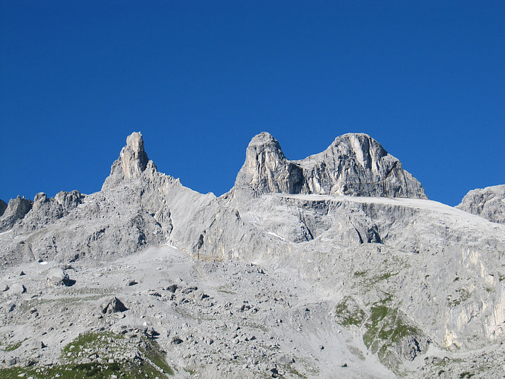 kolme tornia, Montafon, Vorarlberg, Itävalta, Alpine, Rock