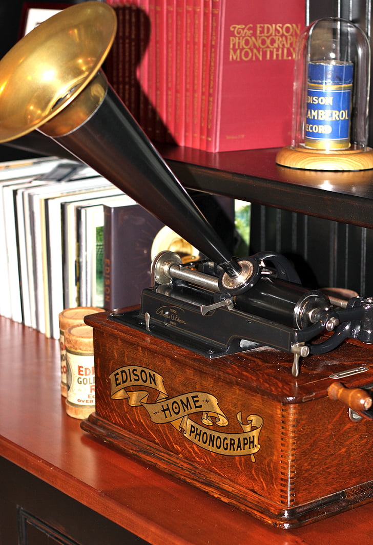 phonograph, sylinder, Americana, musikk, antikk, gamle, Vintage