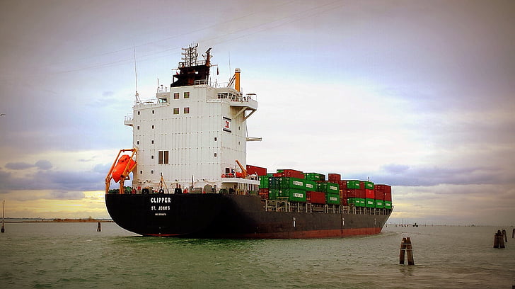kuģis, komersants, osta, kravas, kravas kuģis, Porto, konteiners