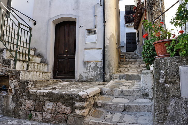 landscape, rustico, of italian stone stairs