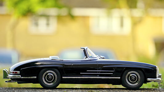 negro, coche, convertible, juguete, miniatura, coches de época, estilo retro