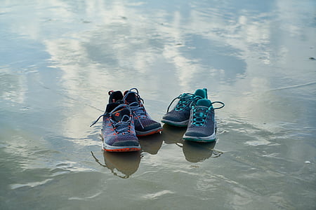 kurpes, ūdens, pārdomas, sporta, fons, daba, jūras