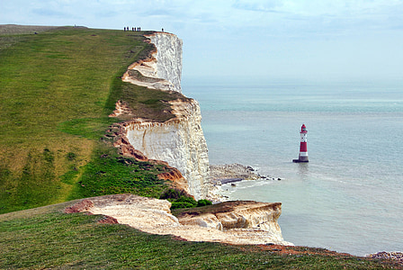 Beachy head, sedem sestier, Sussex, pobrežie, Eastbourne, Spojené kráľovstvo, Cliff
