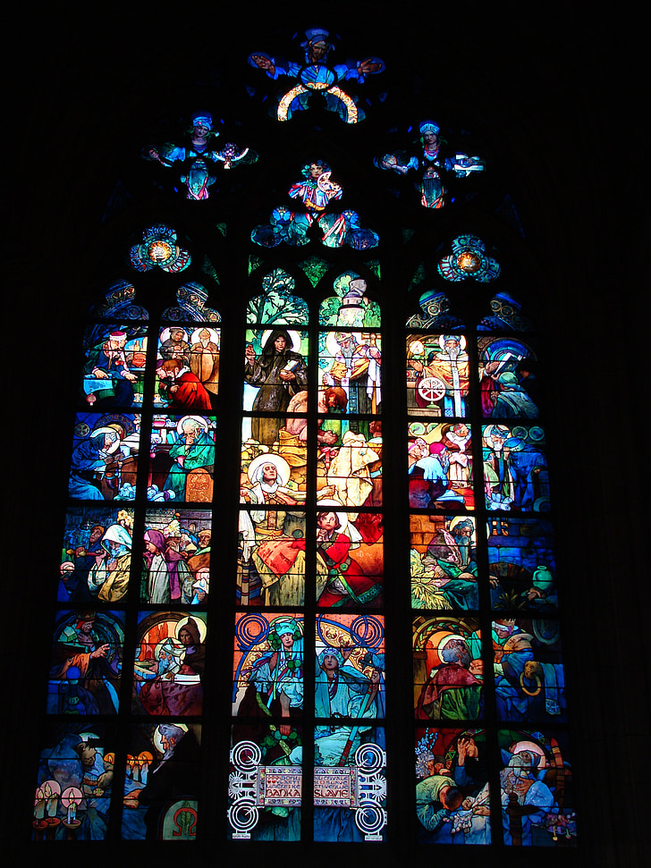Église, fenêtre de, couleurs, coloré, lumière, symbole, icône