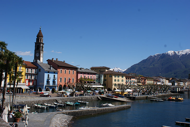 Ticino, Ascona, Sveits, Bank, Lake, Europa, arkitektur